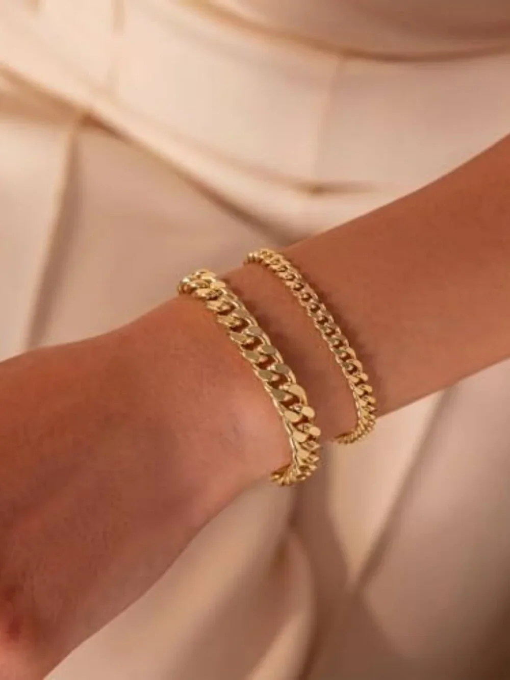 Gold Bracelets for Women Chunky 14K Gold/Silver Plated Bracelet